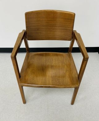 Vintage Gunlocke Co Wood Arm Chair Mid Century Furniture Mcm Walnut Solid Wood