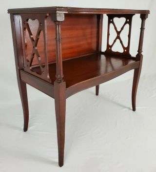 Vintage Chinese Chippendale Flame Mahogany Bookshelf Accent Side Library Table