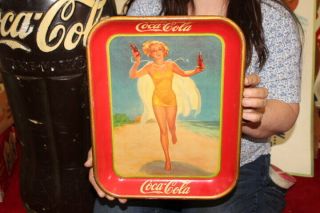Vintage 1937 Coca Cola Soda Pop Restaurant Serving Tray Gas Oil Metal Sign