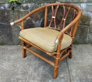Vintage Mid Century Ficks Reed Furniture Rattan Chair Bamboo Far East
