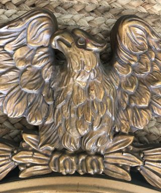 30 X 22 Federal Carved Eagle Bullseye Convex Gold Gilt Wood Mirror Girandole MCM 4