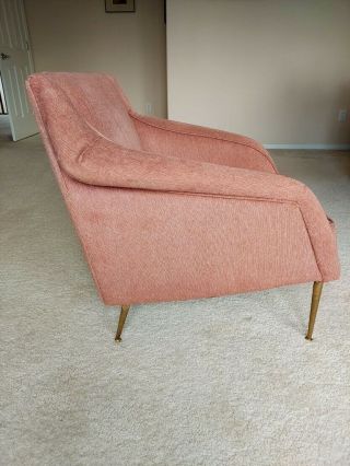 Mid Century Italian Lounge Chair - 1950 - 1959 Upholstered And With Brass Legs