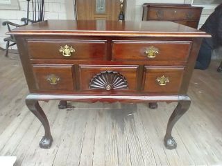 Vintage Chippendale Carved Mahogany Lowboy Ball & Claw Feet