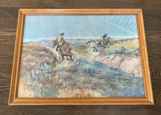 Vintage Charles Russell " Historical Society Of Montana " Framed Lithograph