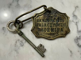 Vintage 1900s Brass Fob Skeleton Key San Domenico Palace Hotel Taormina Sicily