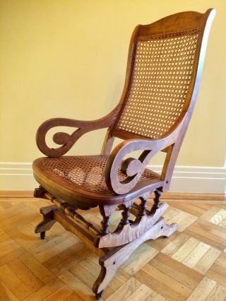 Antique Caned Platform Rocker Chair