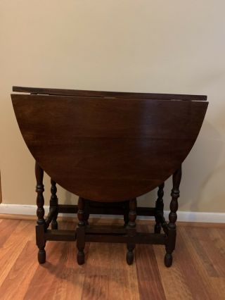 Vintage/antique Solid Wood Gate Leg Table W/ One Drawer