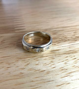 Vintage 14k White Gold Diamond Ring 4.  5g Size 7.  5