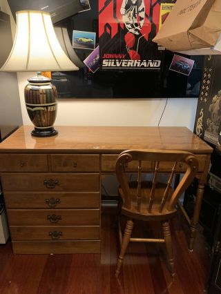 Ethan Allen Antiqued Pine Old Tavern Crp Custom Room Plan Student Desk & Chair