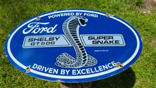 Vintage Dated 1967 Ford Motor Company Porcelain Enamel Gas Sign Shelby Snake