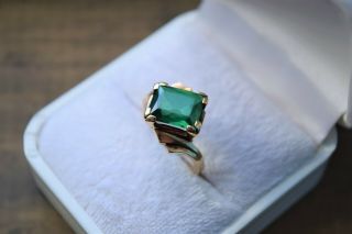 Vtg 10k Gold Ring H Of K (house Of Kraus) Emerald Cut Stone Size - 6 Estate 3.  6g