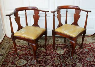 Vintage Hickory Chair Queen Anne Mahogany Corner Chairs Quality Built