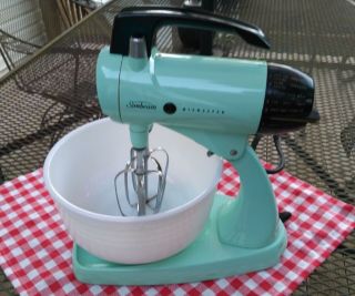 1950s Vintage Sunbeam Mixmaster Model 12 Stand Mixer Turquoise