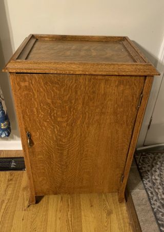 Antique Phonograph & Record Or Sheet Music Storage Cabinet Oak