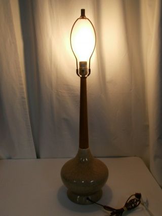 Vintage Retro Lamp 3 - Way Table Mid Century Modern Mcm Wood Ceramic 32 "