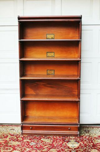 5 Unit Stack Barrister Bookcase Mahogany Globe Wernicke Rolled Top And Drawer Ba