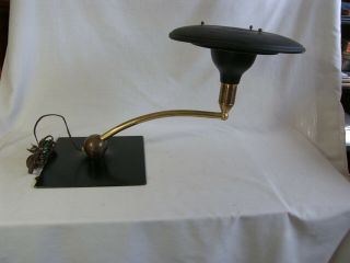 Vtg Mid Century Atomic Mg Wheeler Flying Saucer Swing Arm Table Desk Lamp