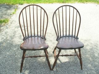 2 Antique Paine Furniture Co.  Hoop - Back Windsor Chairs Farmhouse Folk