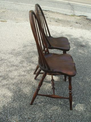 2 Antique Paine Furniture Co.  Hoop - Back Windsor Chairs Farmhouse Folk 3