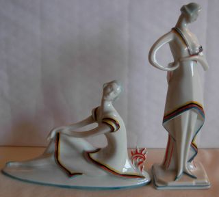 Art Deco Porcelain Figurines By Sitzendorf Germany