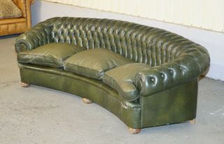 Restoration Repairs Huge Harrods London Pegasus Green Leather Chesterfield Sofa