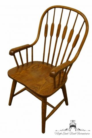 Richardson Brothers Solid Oak Cattail Back Dining Arm Chair