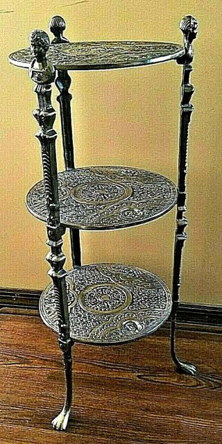 Vintage Brass 3 Tier Plant Stand Side Table Terrific
