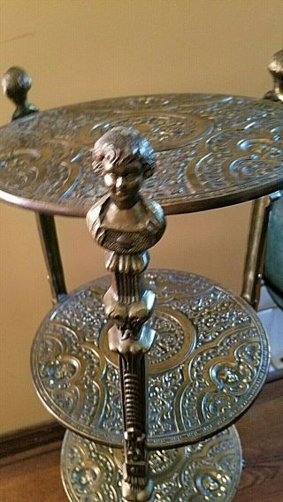 Vintage Brass 3 Tier Plant Stand Side Table TERRIFIC 4