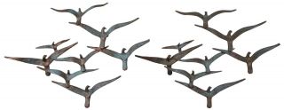2 Mcm Brutalist Metal Flying Bird Wall Art Sculptures Curtis Jere Style 35 "