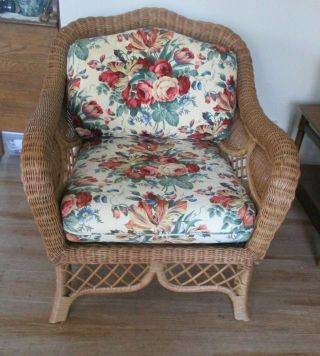Stunning Hand - Crafted Wicker By Henry Link Fan Back Club Chair Victorian Design