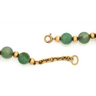 Antique Vintage 12k Deco Gold Filled GF Chinese Jadeite Jade Bead Necklace 61.  5g 3