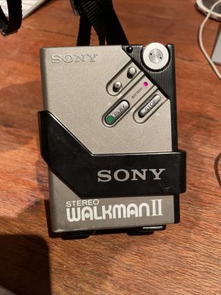 Vintage Wm2 Sony Cassette Walkman In Holder 604