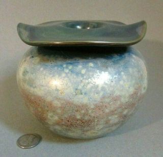 Bob Biniarz Signed Vintage C.  1972 Hand Blown Studio Art Glass Iridescent Vase