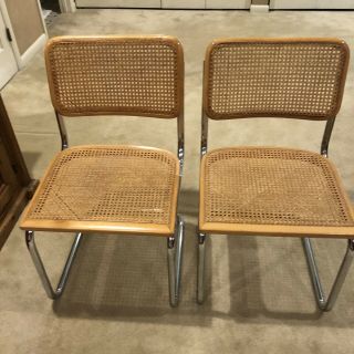 2 Marcel Breuer Style Italian Made Cane And Chrome Chairs
