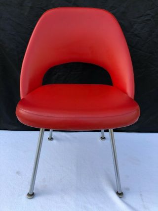 Vintage Knoll Mid Century Modern Red Vinyl Met Life Insurance Comp.  Chair