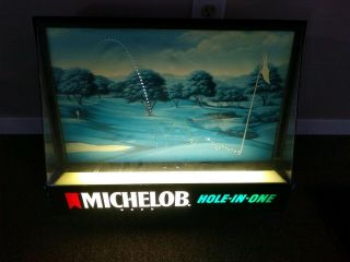 Vintage Michelob Beer Light Motion Hole In One Golf Sign 1993