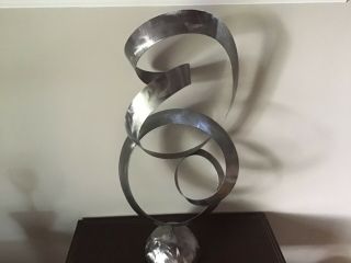 Signed Curtis Jere 26 " Kinetic “continuity” Brushed Metal Mcm Art Sculpture