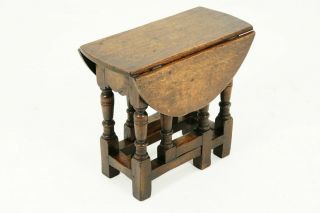 Small Antique Gateleg Table,  Oak Drop Leaf Table,  Scotland 1920,  B2389
