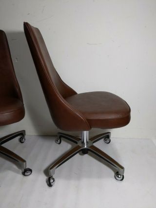 Vintage Chromcraft Set Mid Century Modern Industrial Swivel Stools Chairs Vinyl 4