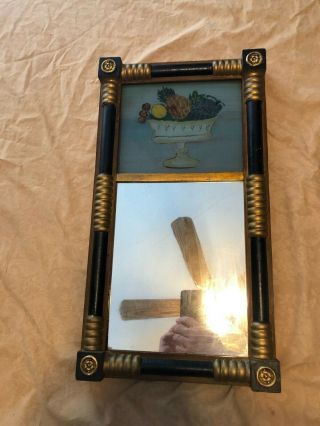 Antique Split Column Mirror With Floral Painting On Glass 11 X 20