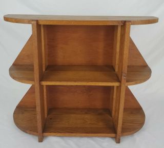 Mid - Century Book Shelf Bookcase Oak Wood Art Deco Display Stand Case Vintage 60s