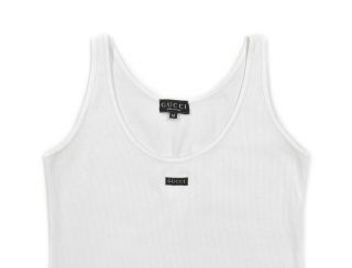 Vintage Gucci 1996 by Tom Ford White Tank Top Logo Ribber 90s Size M 3