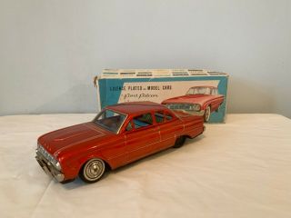 Vintage 1961 Bandai Toys Japan Ford Falcon Tin Friction Car Boxed 3