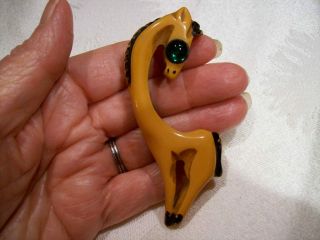 Vintage Martha Sleeper Hand Carved Butterscotch Bakelite Giraffe Pin Brooch