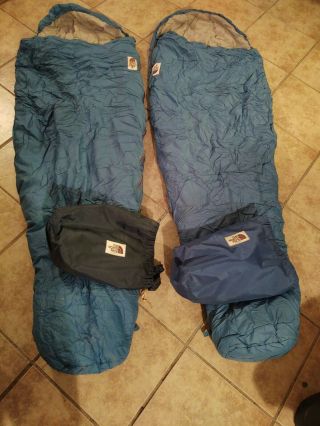 Vtg The North Face Cats Meow 20f 7c Long Synthetic Fill Sleeping Bag Mummy Pair