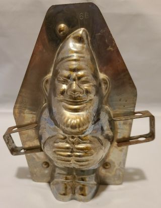 Old Chocolate Metal Figural Mold Gnome Dwarf