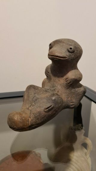 Very Rare Pre - Columbian Unusual Zoomorphic Figure - Animal Riding Crocodile