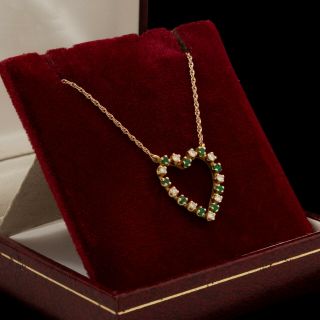 Antique Vintage Deco Retro 18k Gold Colombian Emerald Diamond Pendant Necklace