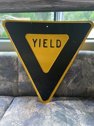 Vintage Yield Road Sign Nos Embossed