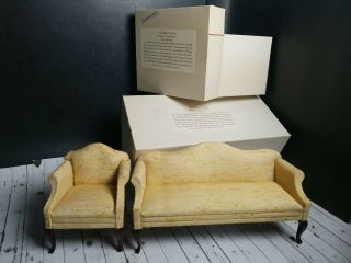 Vintage Set Dollhouse Miniature Chair Couch Sofa Sonia Messer 1:12